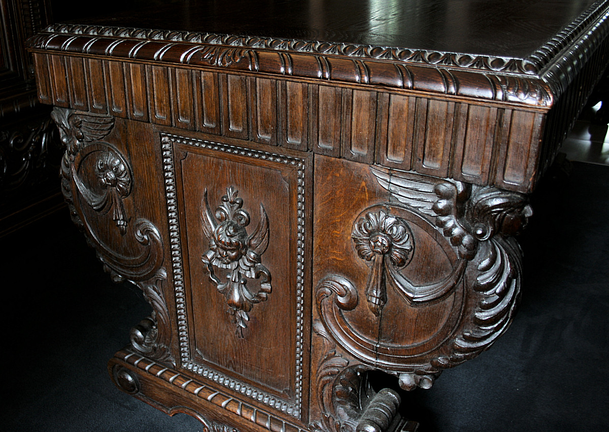 Schreibtisch um 1930, Detailansicht Schreibtisch um 1930, Detailsnsicht